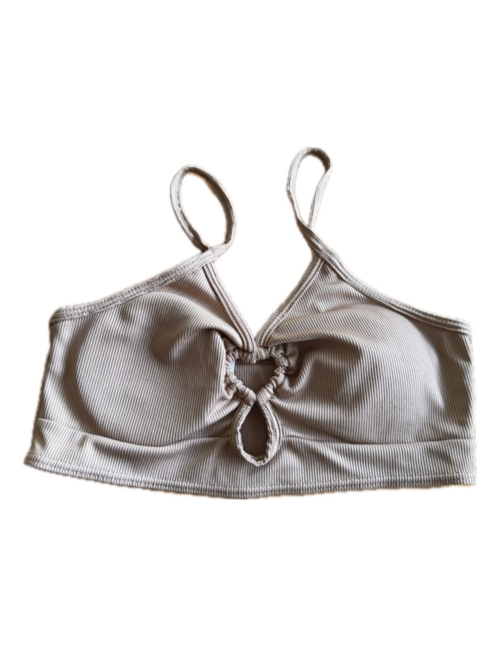 Women's Ribbed Keyhole Bralette - Light Brown/Tan